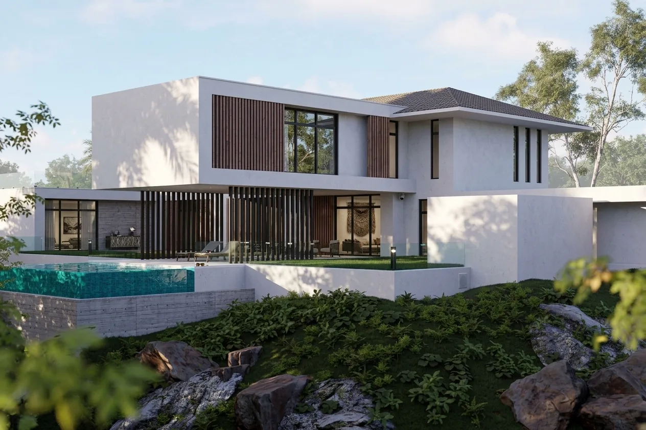 Modern house rear angle